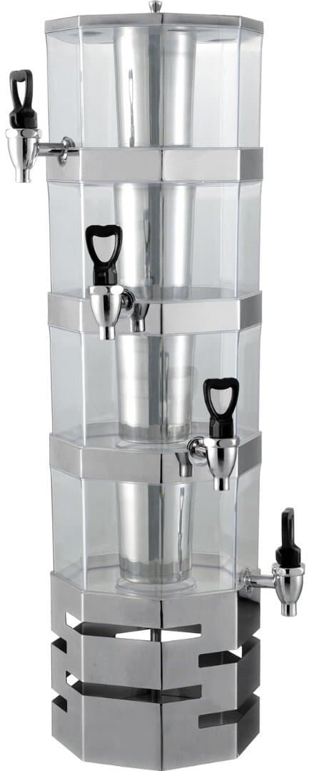 Stack-able Juice Drink Dispenser Heavy Duty Stainless Steel Base & Rings with Center ice core 3.5 Liter per Tier Stackable (4 Tier)