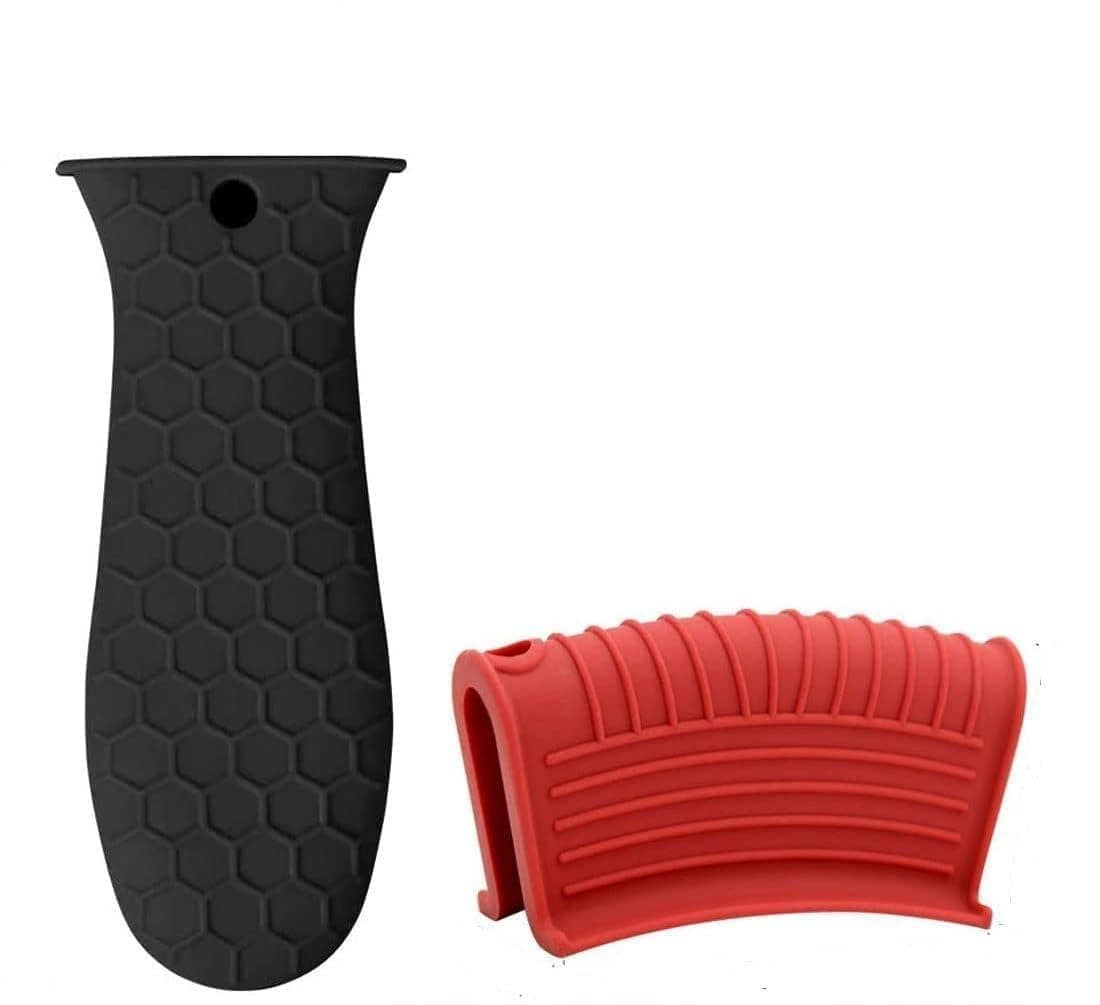 Silicone Hot Handle Holder, Non-Slip Silicone Pot Holder Sleeve, Cast Iron Handle Covers, Assist Handle Holders Set, Heat Resistant Potholder Cookware Handle Cast Iron