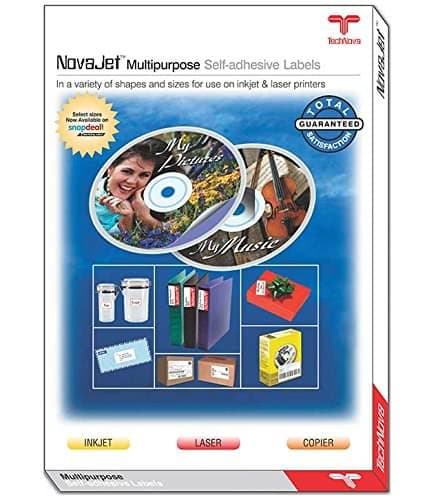 NovaJet Multipurpose Label for Inkjet/Laser Printer 1 Label (Size of Lable 210 mm x 297 mm) in A4 Sheet (100 Sheet)