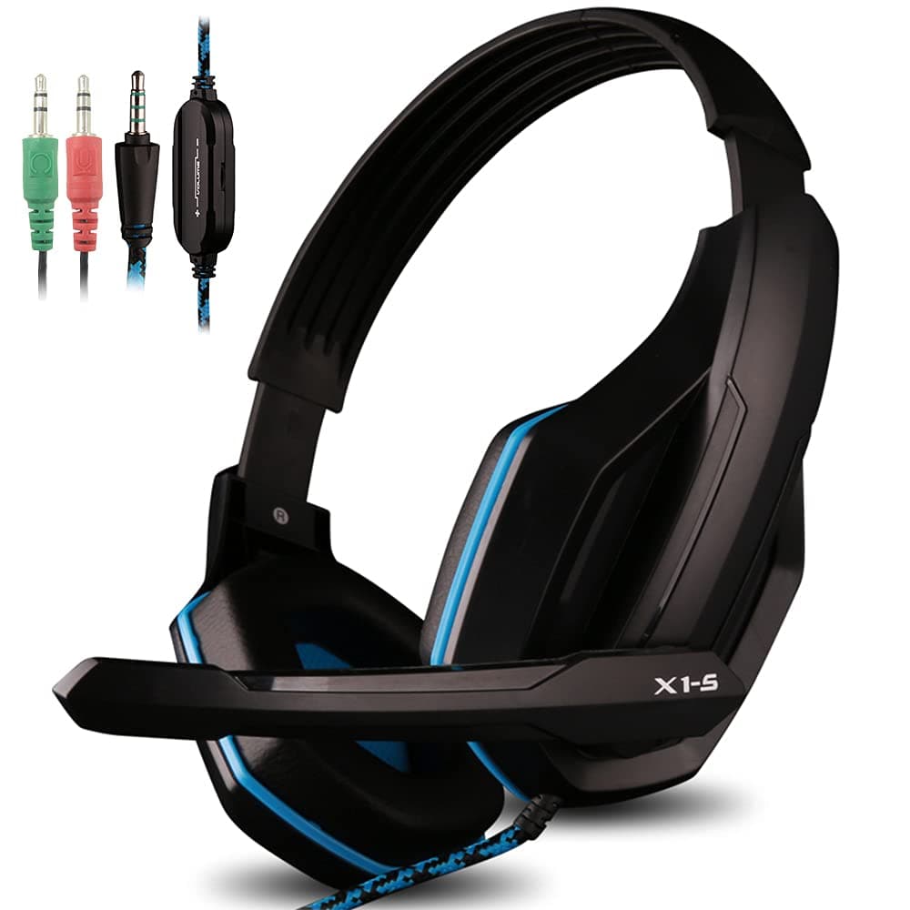 Gaming Headset for PS4 PC iPhone Smart Phone Laptop Tablet iPad iPod Mobilephones MP3 MP4,X1-S 4 Pin 3.5mm Jack Multi Function Game Headphones with Mic by AFUNTA