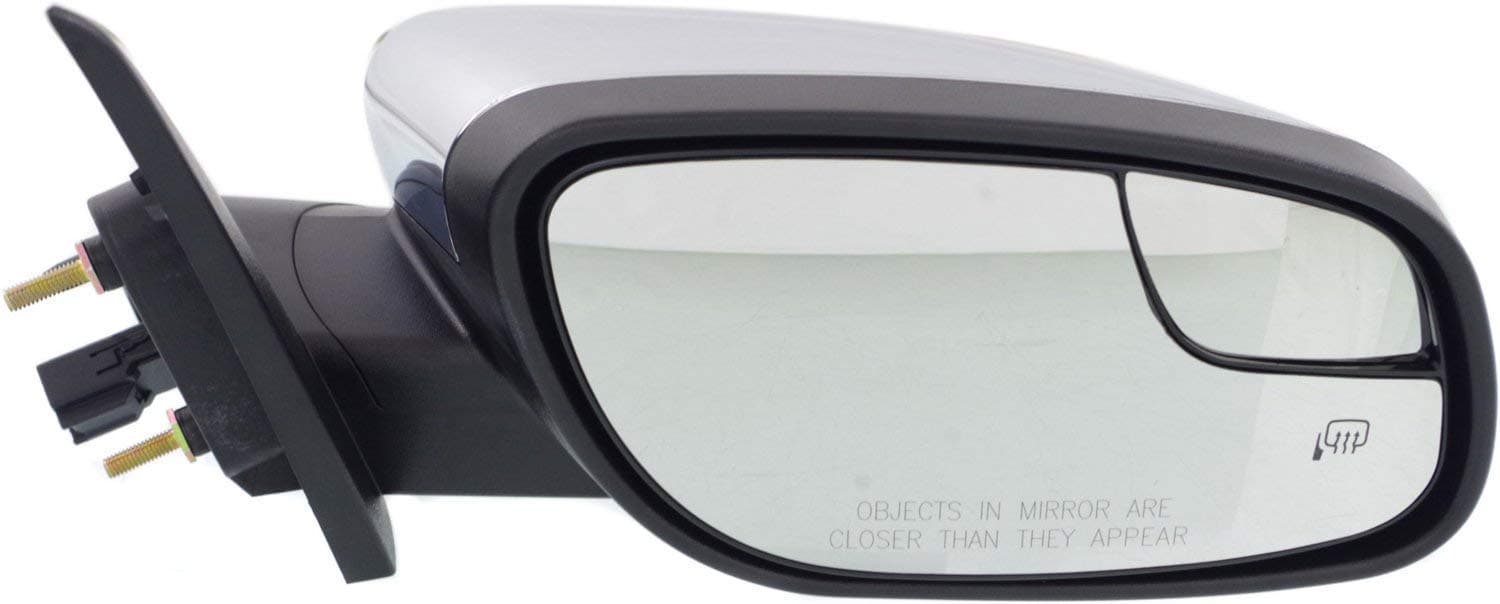 Kool Vue Passenger Side Power Heated Mirror for Ford Taurus 2012-2019, Side Mirror Replacement, Passenger Side Mirror with Spotter Glass, Memory & Puddle Lamp, Chrome