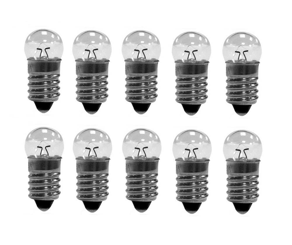 10x E10 Miniature Screw Base Light Bulbs 1.5V to 12V Flashlight Lamp Mini Light Bulbs (6, Volts)