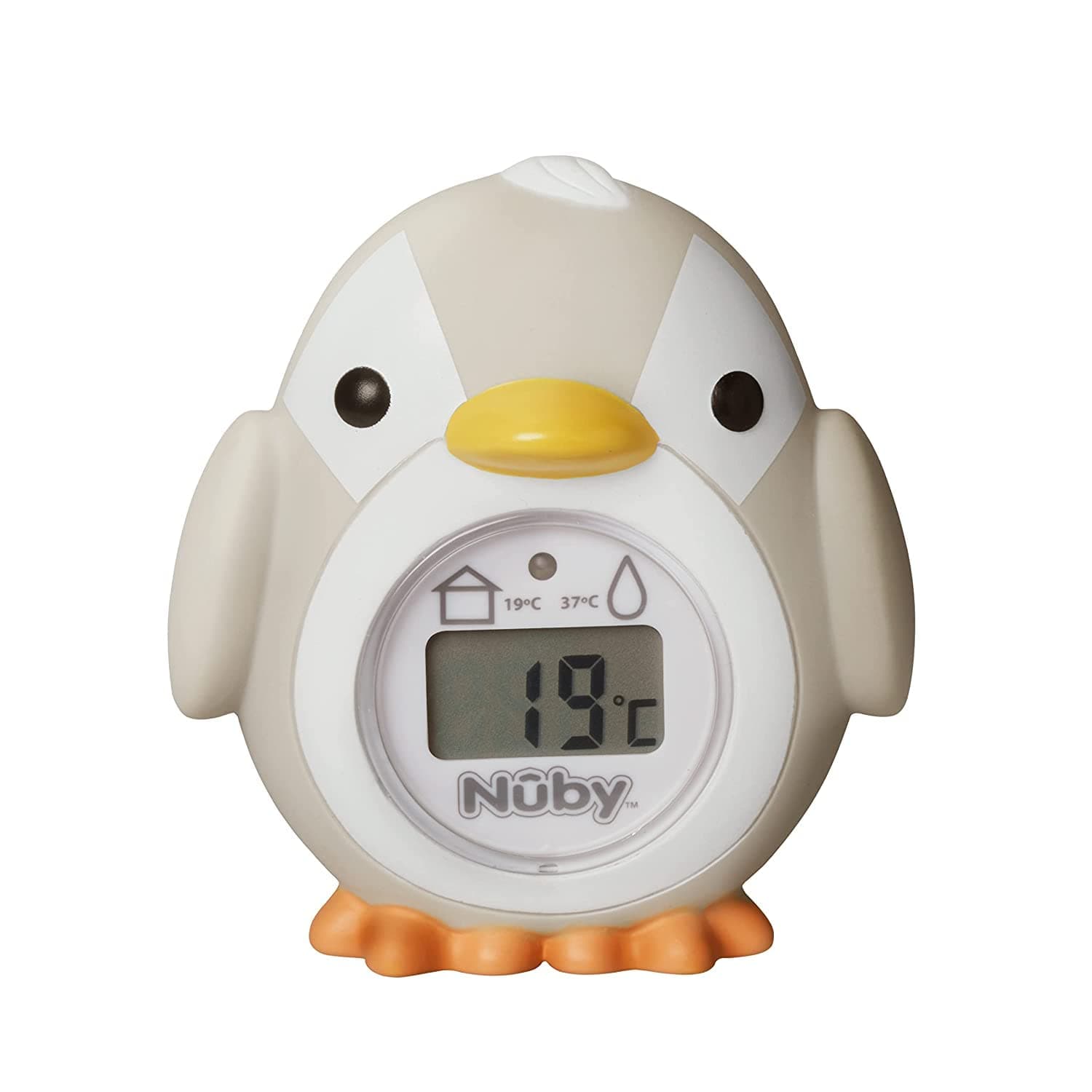 Penguin shaped bath thermometer for babies - Easy to read screen - BPA free - Grey - Suitable from 0 months