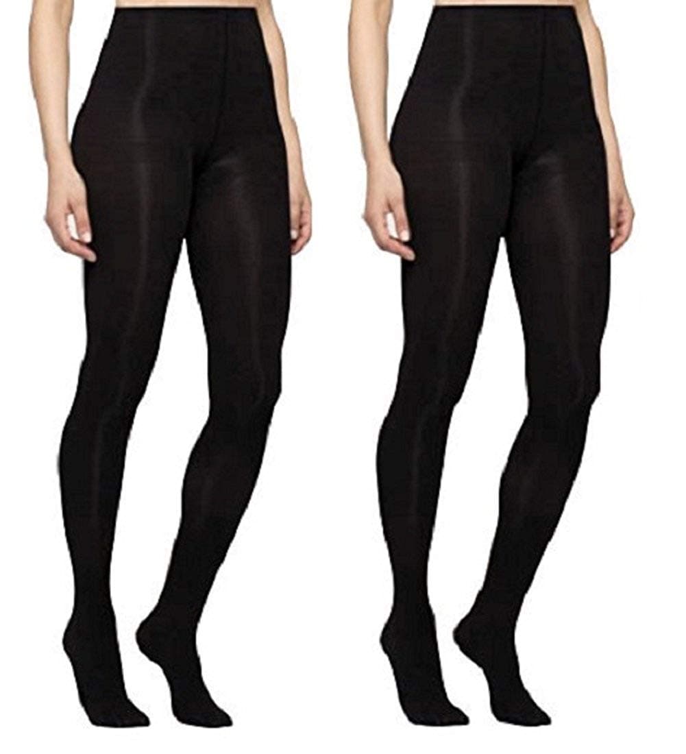 Yummie by Heather Thomson, 2 Pack Opaque Tights (Medium) Black