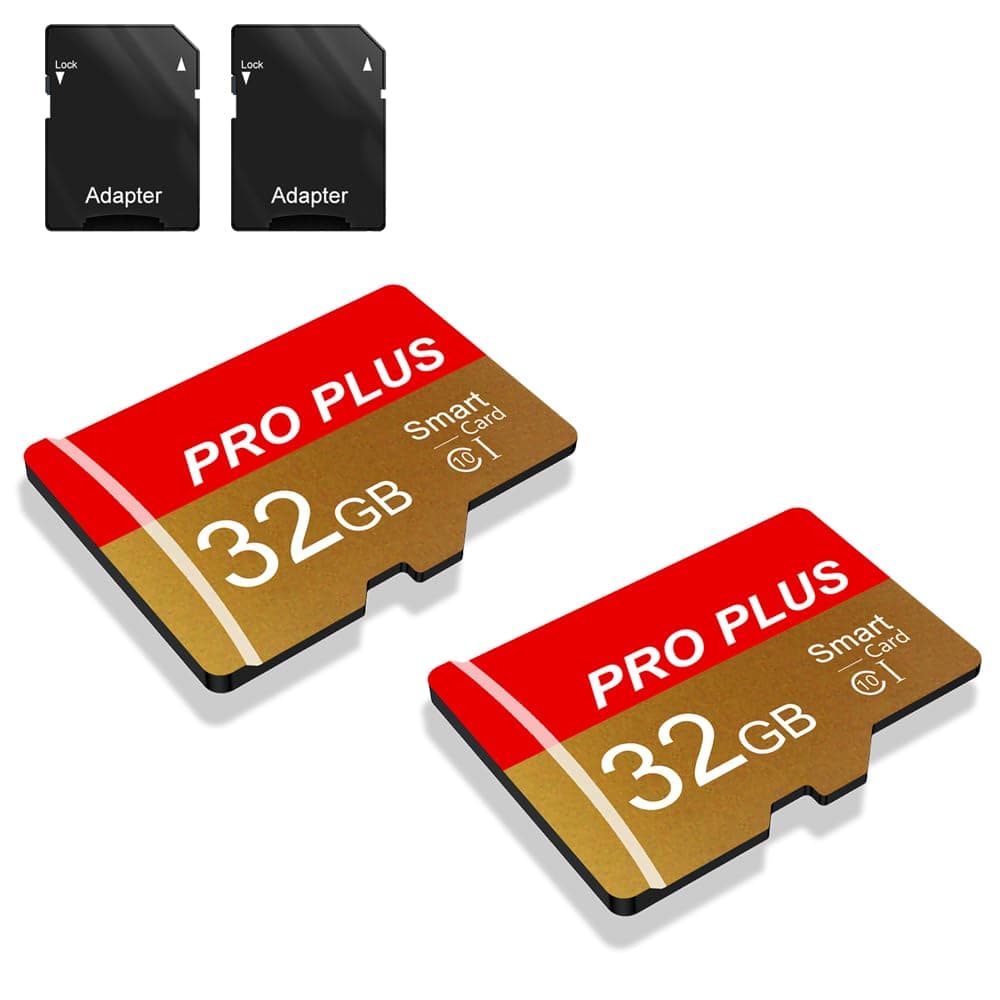 2 Pack TF Card 32GB with Adapter, High Speed Memory Card, UHS-I C10 A1 Memory TF Card for Tablet/Mobile Phone/Camera/Car Audio/Game Console (TF162 Red Gold 32GB)