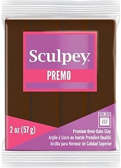 Sculpey Premo™ Polymer Oven-Bake Clay, Burnt Umber Brown, Non Toxic, 2 oz. bar, Great for Jewelry Making, Holiday, DIY, Mixed Media and More. Premium Clay Perfect for clayers and Artists.