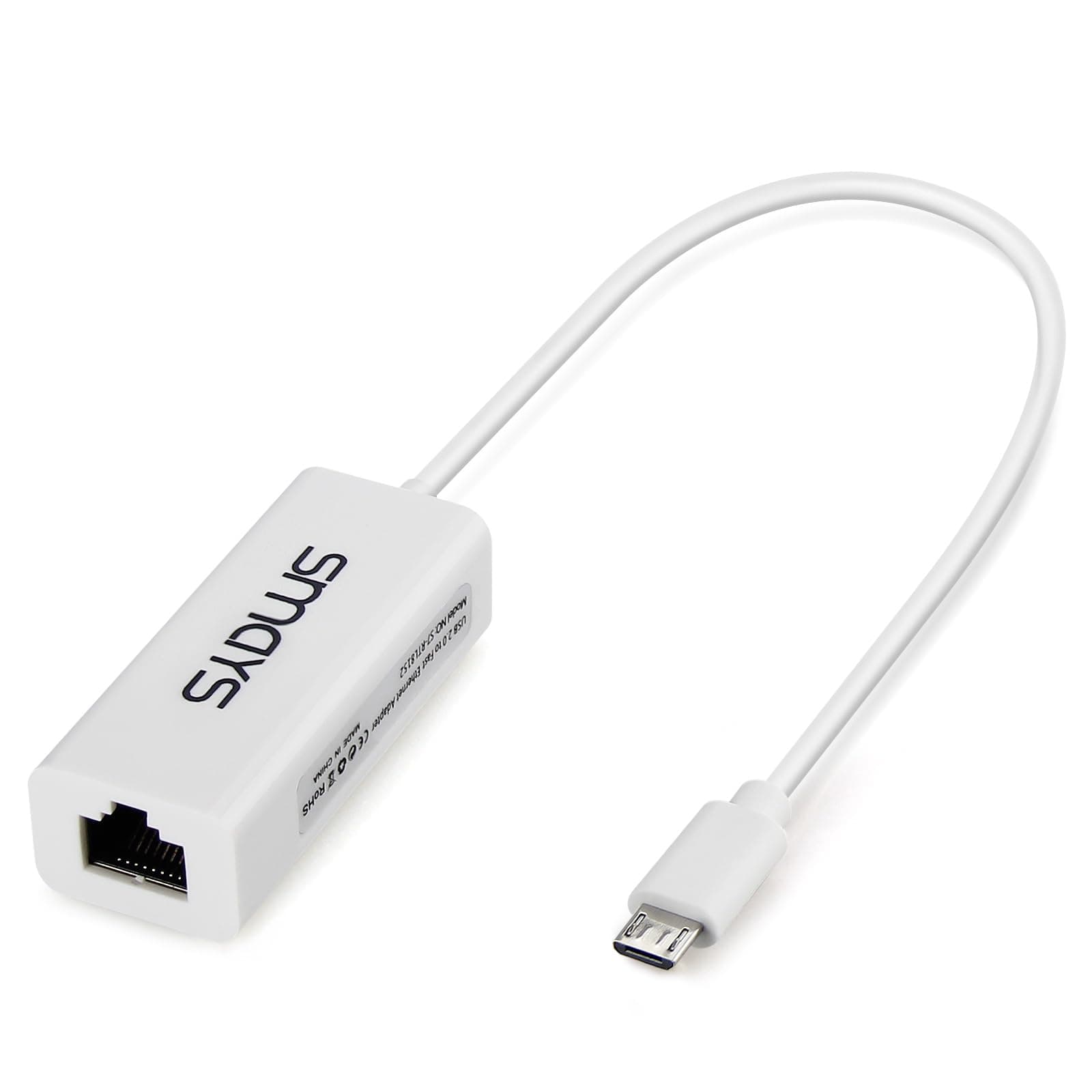 SMAYS LAN Ethernet Adapter for Alexa Show 2nd Generation - Micro USB to RJ45 Wired Internet Connection