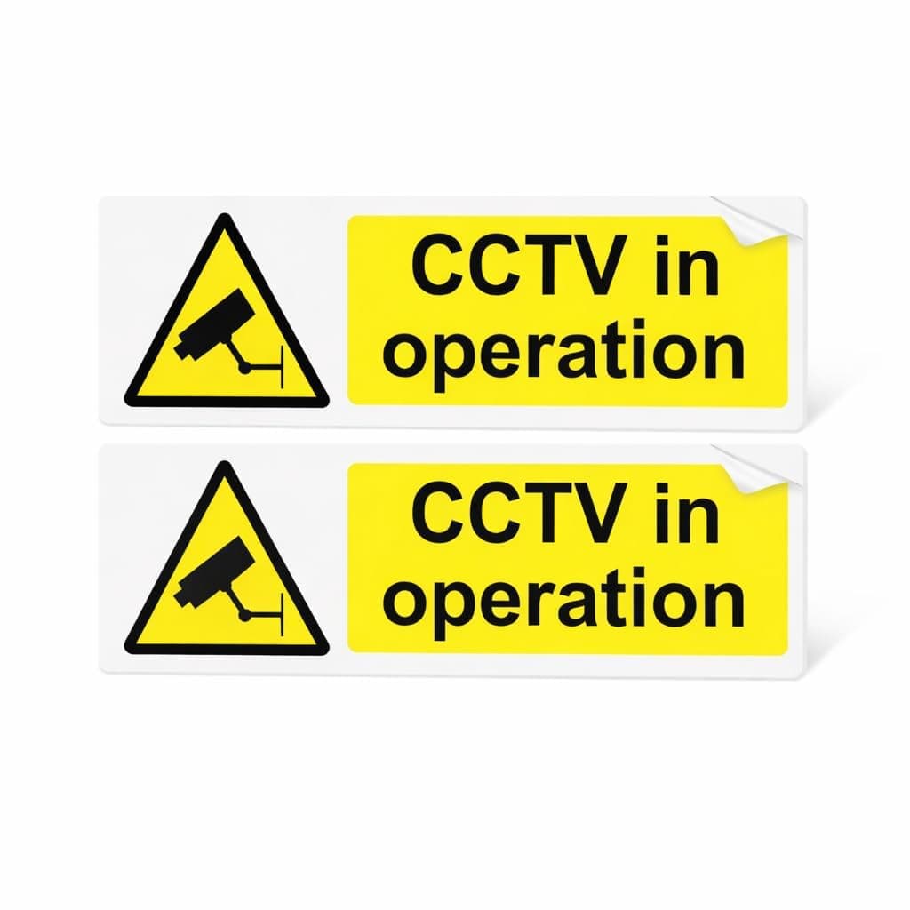 CCTV In Operation Sign – 2/4/6/10 Pack Self Adhesive CCTV Stickers – 15cm x 5cm Landscape Warning Signs for Outdoor Indoor Use (2)