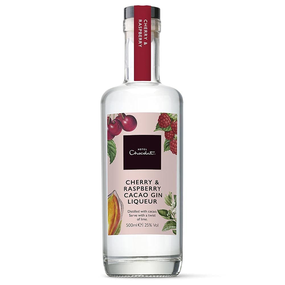 Hotel Chocolat Cherry & Raspberry Gin - Gin Liqueur, 500ml, 25% - Best Served Over Ice - Great For Cocktails