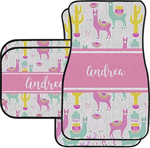 YouCustomizeIt Llamas Car Floor Mats Set - 2 Front & 2 Back (Personalized)
