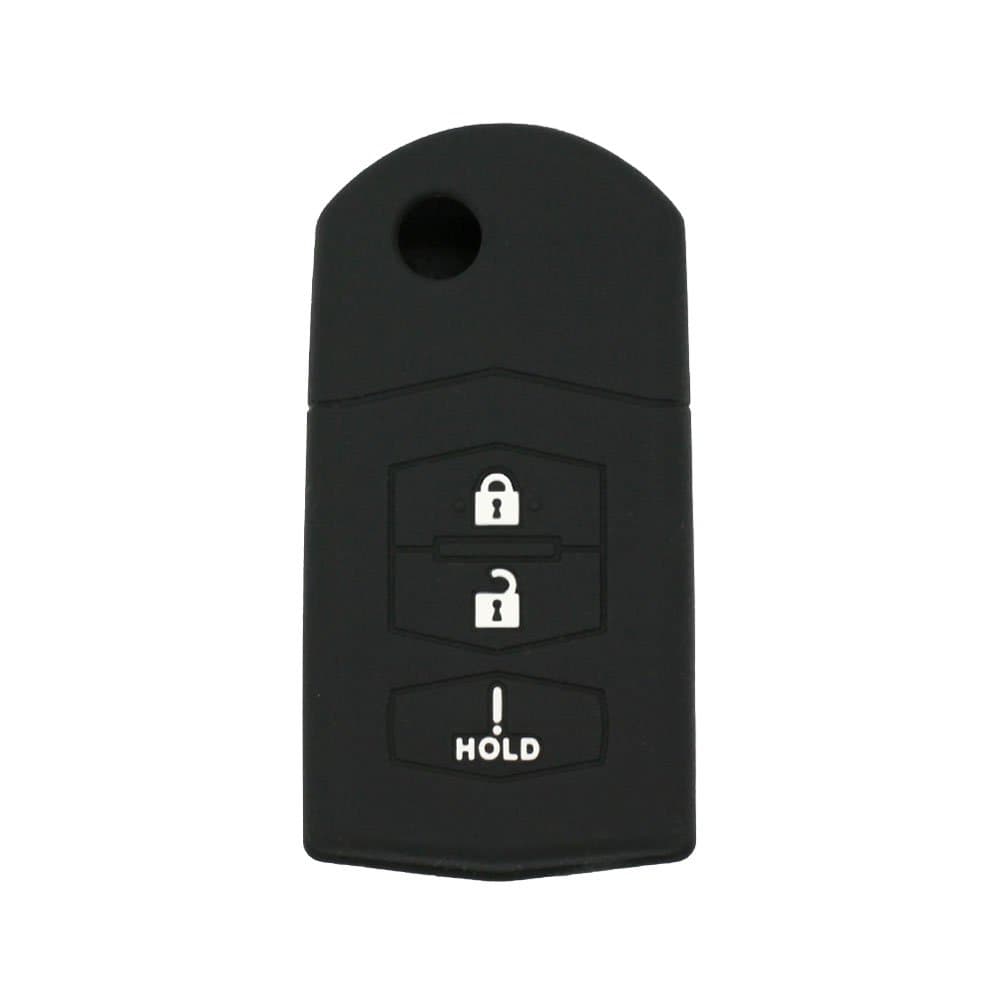 Silicone Cover Protector Case Holder Skin Jacket Compatible with MAZDA 3 Button Flip Remote Key Fob CV2532 Black