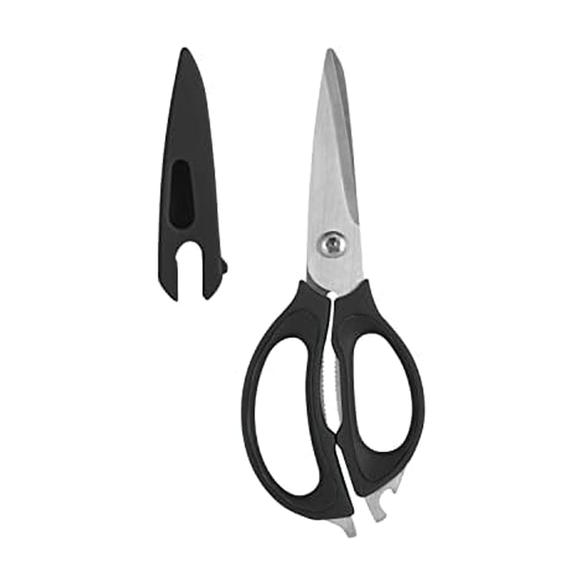 5157675 4 in 1 Multipurpose Stainless Steel Kitchen Scissors with Blade Cover, Black