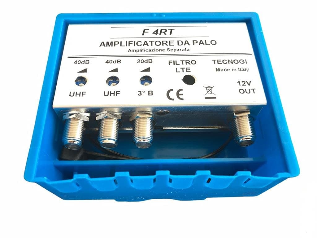 Vsnetwork TV Aerial Amplifier with Lte/4G Filter Max 40dB Adjustable TV Aerial Amplifier 2 Inputs Uhf + 1Vhf Separate Bands