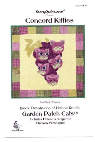Concord Kitties quilt pattern, Garden Patch Cats, by Helene Knott, kitties as cluster of grapes