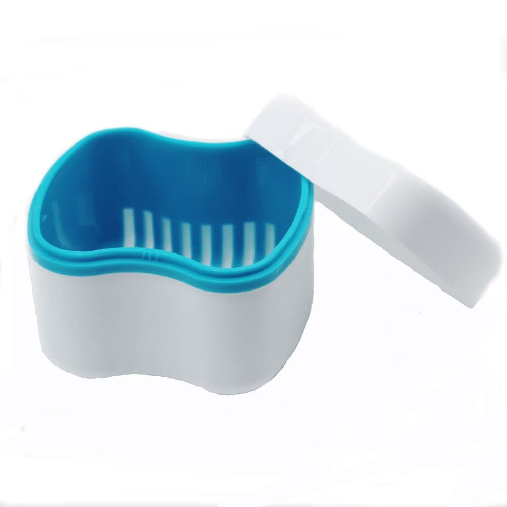Gaodear Denture Bath With Rinsing Basket Denture Container Box Denture Bath Cleaning Socking Cup