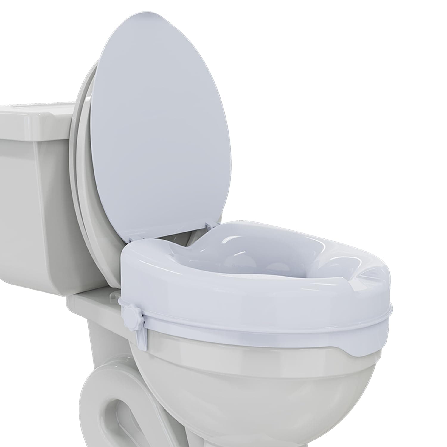 EASYCARE® Toilet Seat Riser with Lid | Elevated Commode Raiser with Secure Locking Mechanism | Adds Height for Enhanced Comfort & Safety | Heavy-Duty, Universal Fit, Easy Installation | For Seniors, Elderly, Handicap