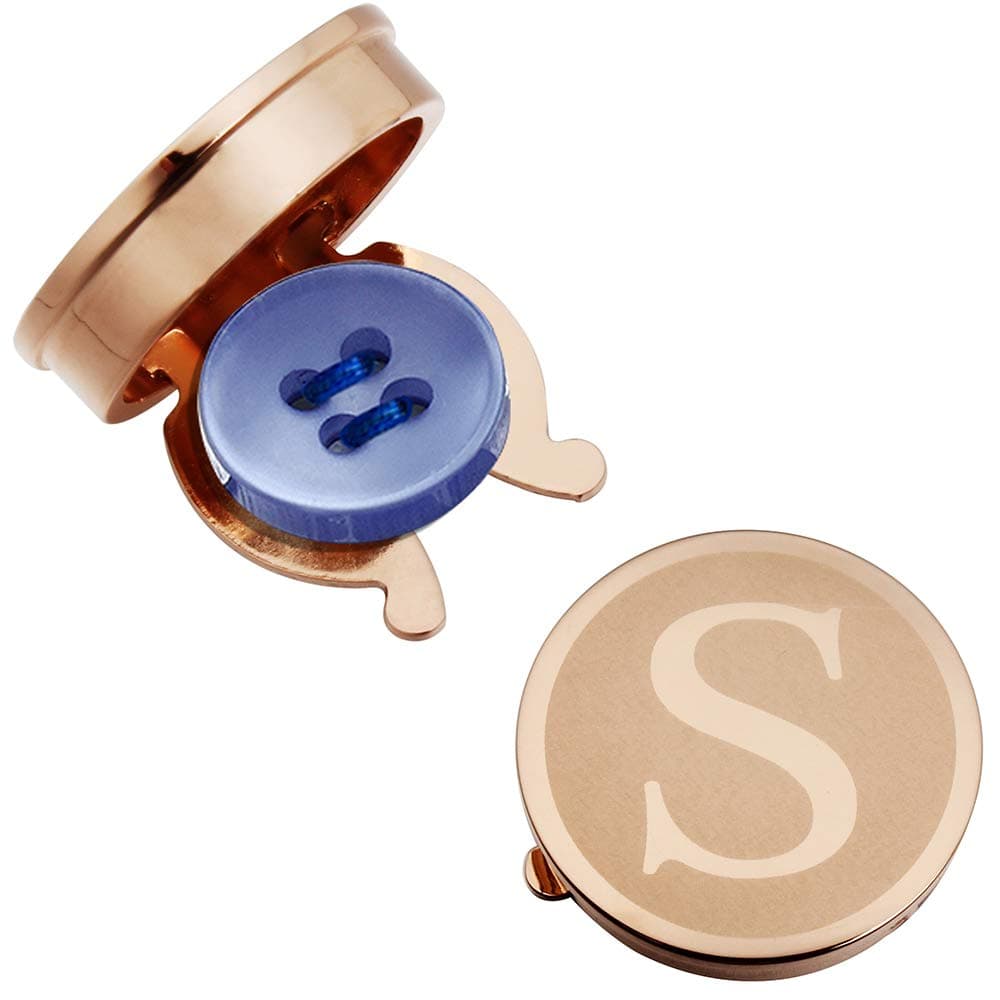 HAWSONHAWSON Button Covers for Men - Silver Rose Gold Personalized Cufflinks for Men Button Cover Cufflinks for Wedding and Formal Event Accessories Alphabet Initials A-Z