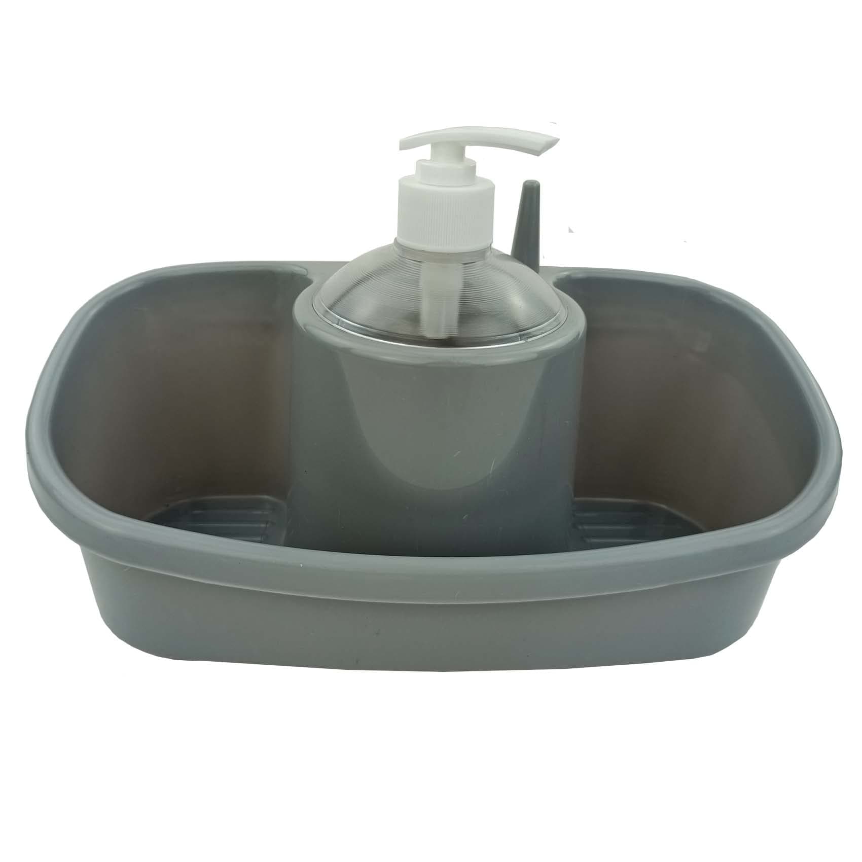 Kitchen Sponge Holder with Soap Dispenser Large and Deep Practical and Stylish Sink Organizer Soap Detergent Dispenser Pump Sink Dish Washing Soap Dispenser