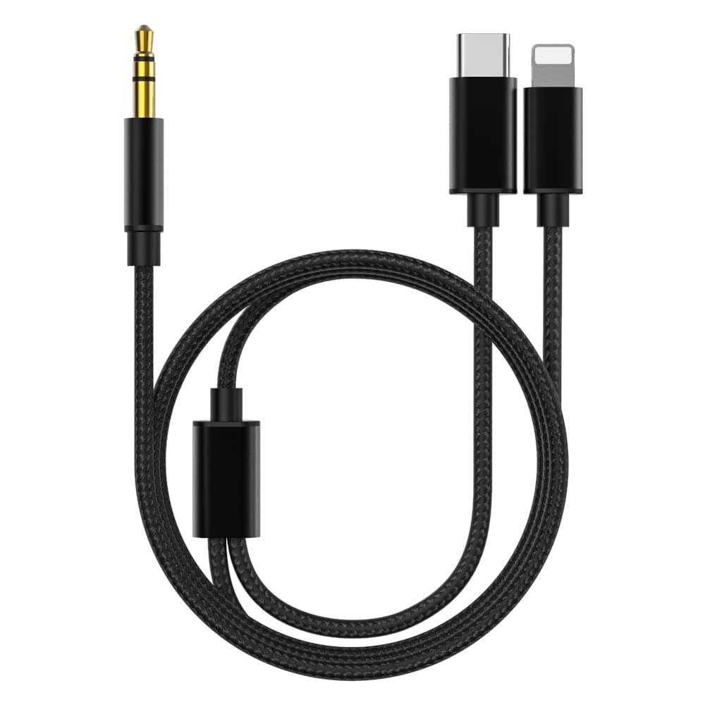 Aux Cable for iPhone,esbeecables 2 in 1 USB C& Lightning to 3.5mm AUX Audio Cable Suitable for Apple Android Car Headset Multi Function Audio Conversion Cable Compatible with Type C or iOS Devices