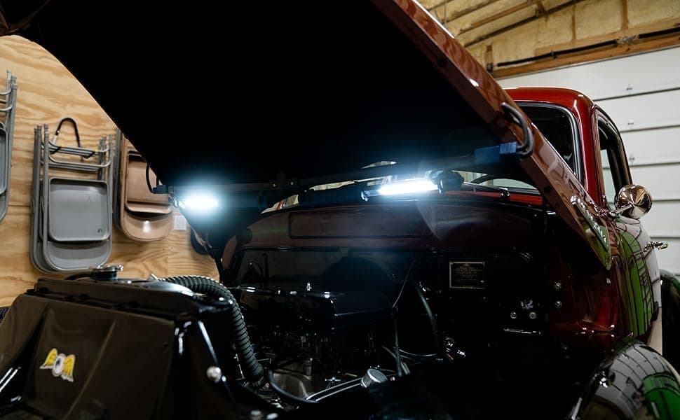 NextLED NT-2220LF-UV LED Underhood Work Light, 2000 Lumen, 8000mAh Rechargeable Battery, UV Light, Detachable Mechanic Under Hood Light Bar, 2 Lights in 1, 51 to 81 Inch, Auto Mechanic/Car Detailing