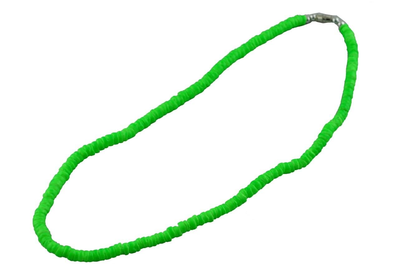 Real Round Chips Puka Shell Necklace 18" Neon Green