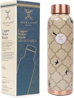 MERCAPE Elevate Your Hydration Game Pure Copper Water Bottle - Joint Less, Leak Proof (950ml)