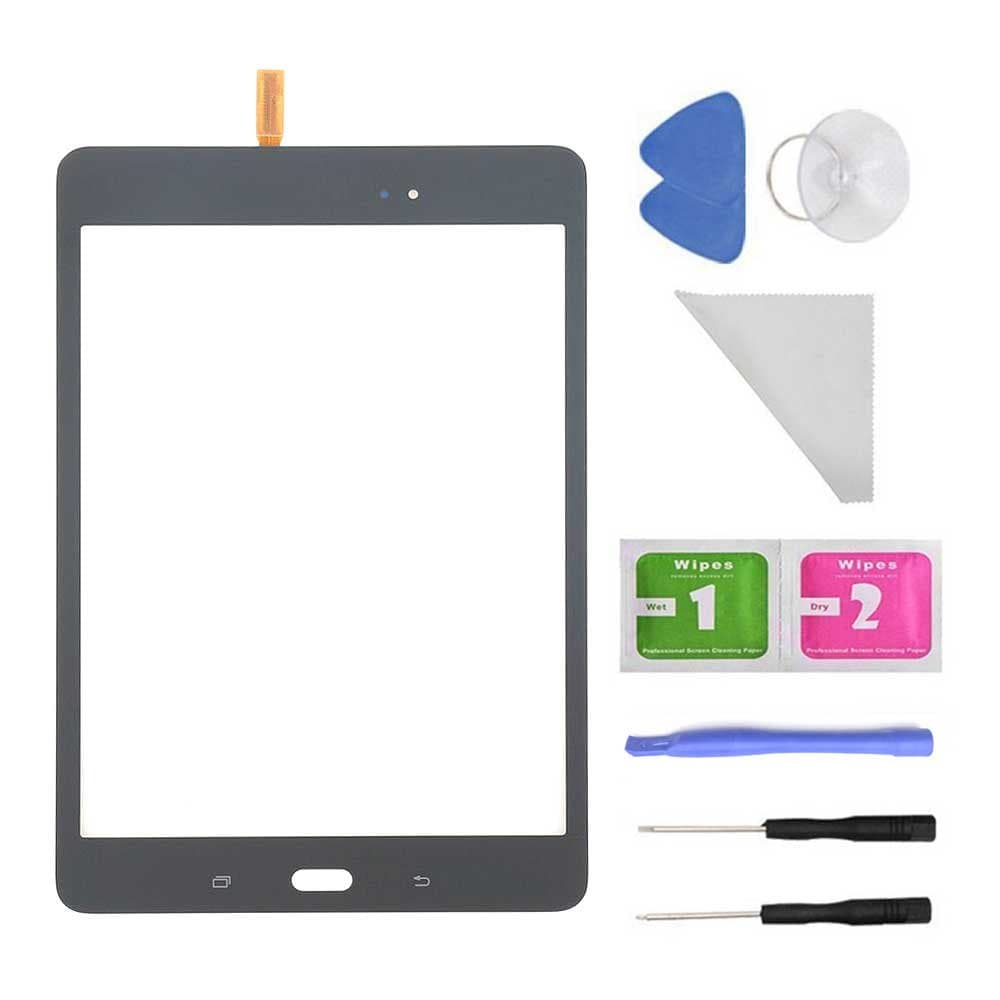 Touch Screen Glass Digitizer for Samsung Galaxy Tab A 8.0 SM-T350 T350 (Not Include LCD) + PreInstalled Adhesive with Tools with Tool (Black)