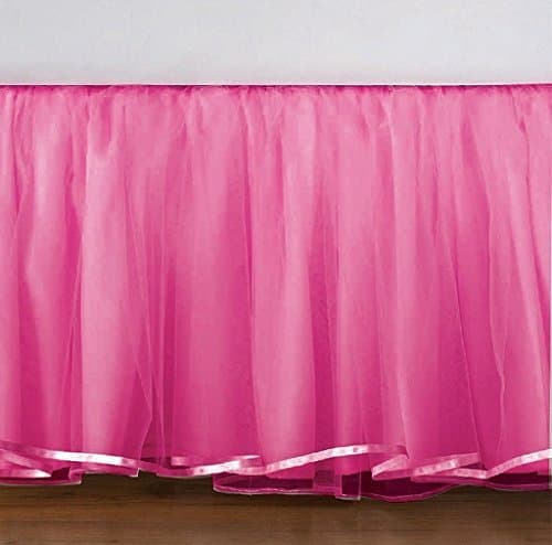 Pink Tulle Lined Satin Trim Platform Valance in Many patterns - Velcro detachable
