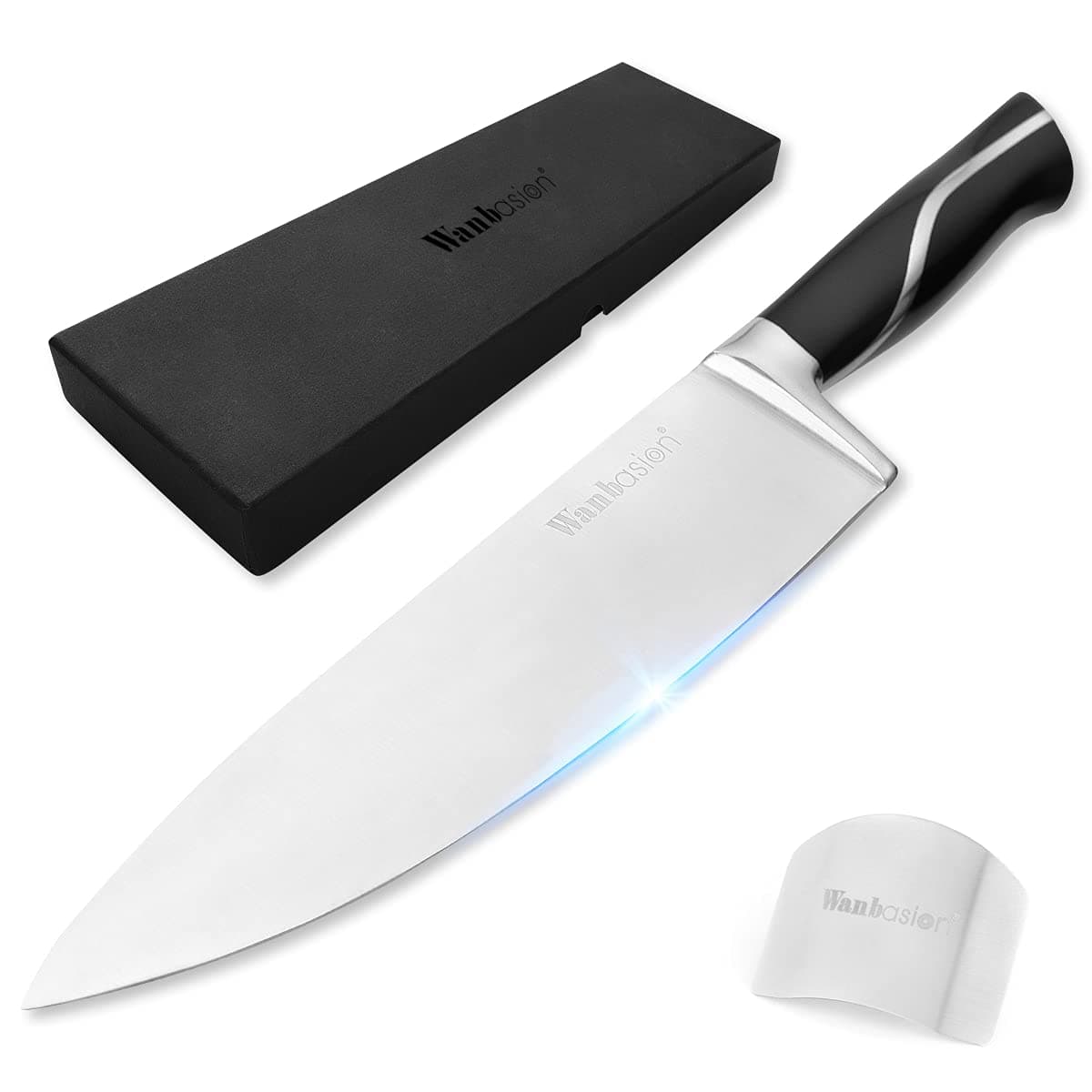 Wanbasion Live Full Tang Chef Knife Professional Kitchen Sharp, High Carbon Steel Chef Knife, Kitchen Chef Knife 8 Inch with Case Blade Guard