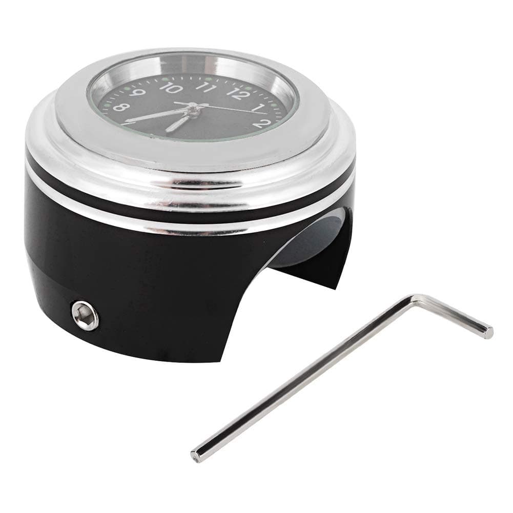 Akozon Motorcycle Modification Handlebar Mount Waterproof Quartz Clock Watch(White Surface Black Dial) for horloge moto