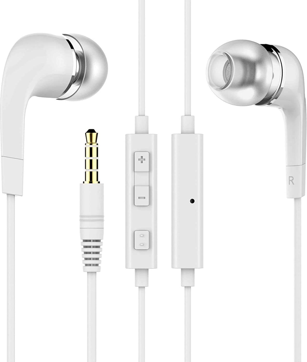 Earphones for Intex Cloud C1, Intex Cloud Glory 4G, Intex Cloud Q11 4G, Intex Cloud Q11, Intex Cloud S9, Intex Elyt Dual, Intex Elyt e6 Earphones Original Like Wired Noise Cancellation In-Ear Headphones Stereo Deep Bass Head Hands-free Headset Earbud With Built in-line Mic, Call Answer/End Button, Music 3.5mm Aux Audio Jack (YR13, White)