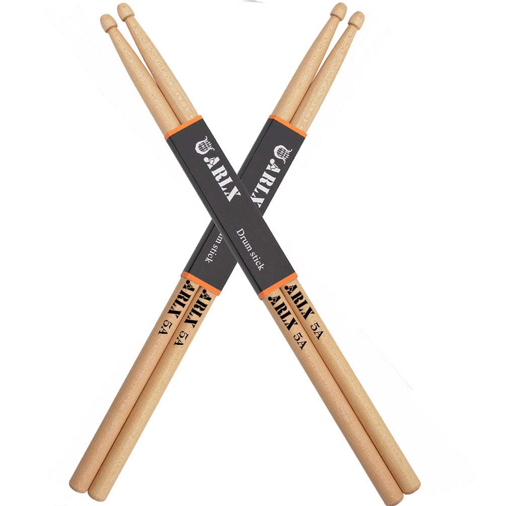 ARLX Drum Sticks 5A Wood Tip Drumstick (2 Pair Maple)