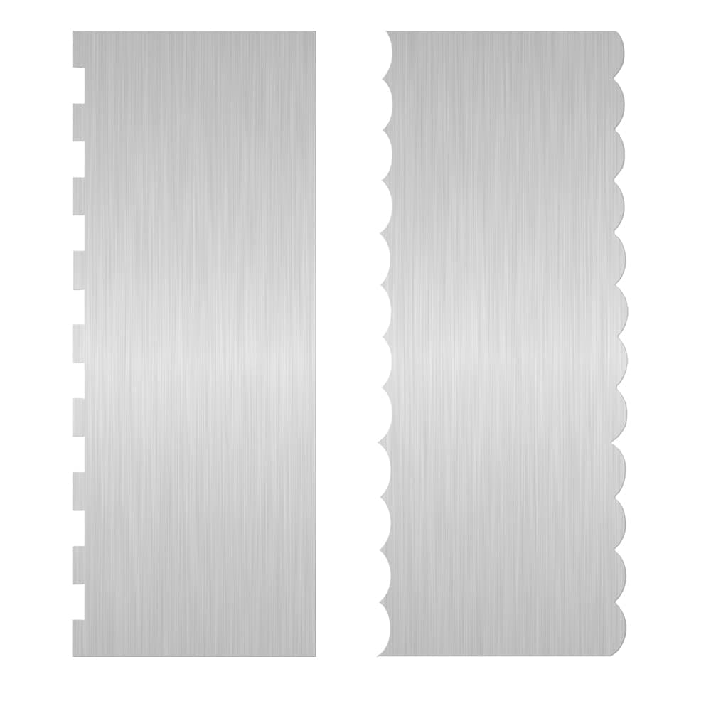 2 Pc 9 Inches Stainless Steel Cake Scraper Cake Decorating Tools Edge Side Jagged Wave Double Sided Patterned Comb Metal Cake Carving Smoothing Cream Pastry Baking(9 x 3.5 Inches)