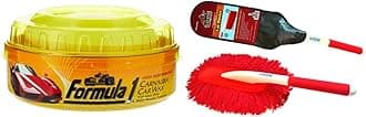 Formula 1 615026 Carnauba Paste Wax (230 g) & Bergmann Gladiator Standard 2 Car Duster (with Wax-Baked Cotton Strands)