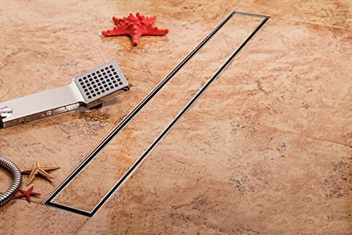 TSD-SS # Tile Insert Shower Grate with Center Outlet Satin Nickel Brushed Stainless Steel Sus304 Modern Elegant Bathroom Floor Shower Drain, 600 x 70mm (23.63 x 2.76 in)