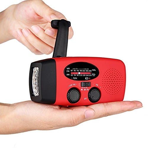 ASDOMO Emergency Dynamo Solar Self Powered,Protable Emergency Hand Crank Generator Solar AM/FM/WB Radio Flashlight Charger Waterproof Emergency Survival Tools HY-88WB
