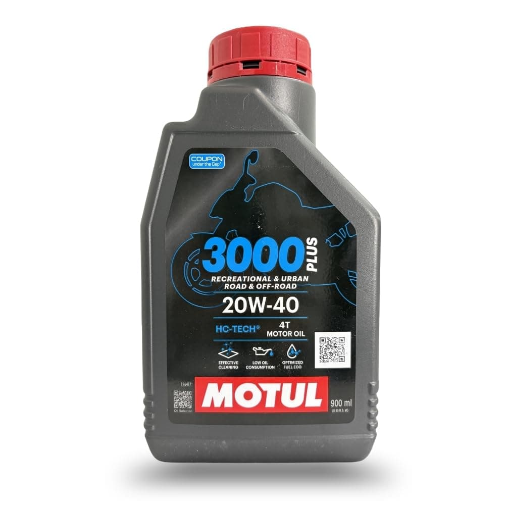 Motul 3000 4T Plus 20W-40 HC-Tech Engine Oil for Bikes | Advanced Engine Protection & Smooth Performance | Designed for 4-Stroke Motorcycles Up to 150cc | 900ml