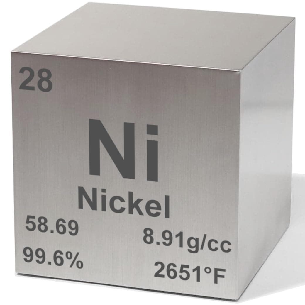 Nickel 0.5" Metal Density Cube - 99.6% Pure Element for Chemistry - Ideal for Scientific Collection, Education, and Unique Gifting