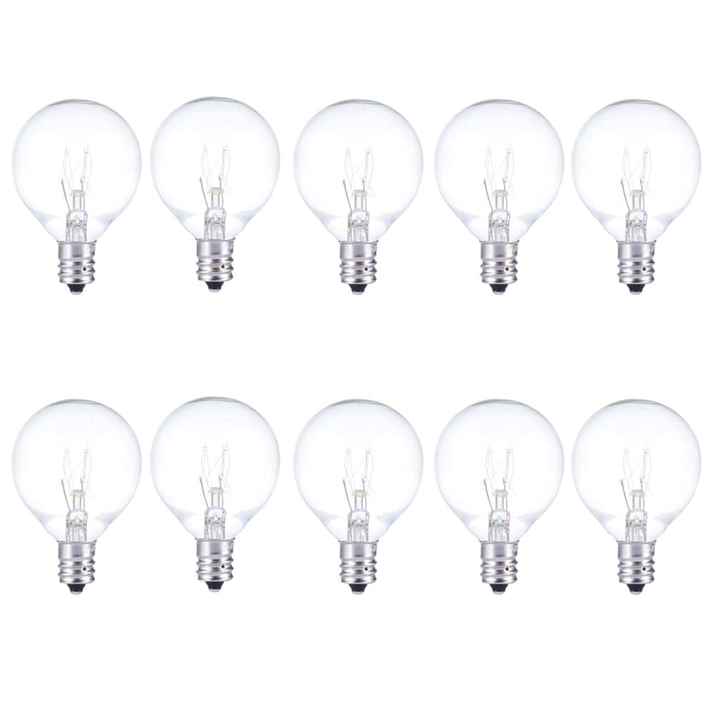 Joyin Pack of 10 Bulbs,Replacement Glass Bulbs for String Lights with G40 Clear Globe Bulbs(5W,Warm Incandescent,1.5")