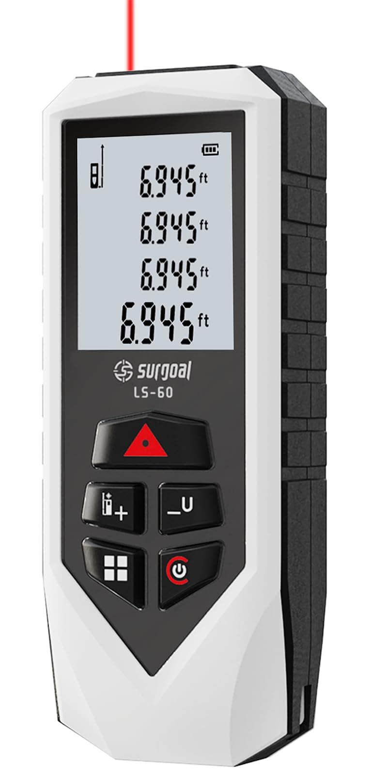 Laser Distance Meter Digital Laser Measuring Tool with LCD Backlit Display, Pythagorean Mode, Area & Volume Calculation, ±2mm Accuracy, Class II, Electronic Tape Measure for DIY and Construction
