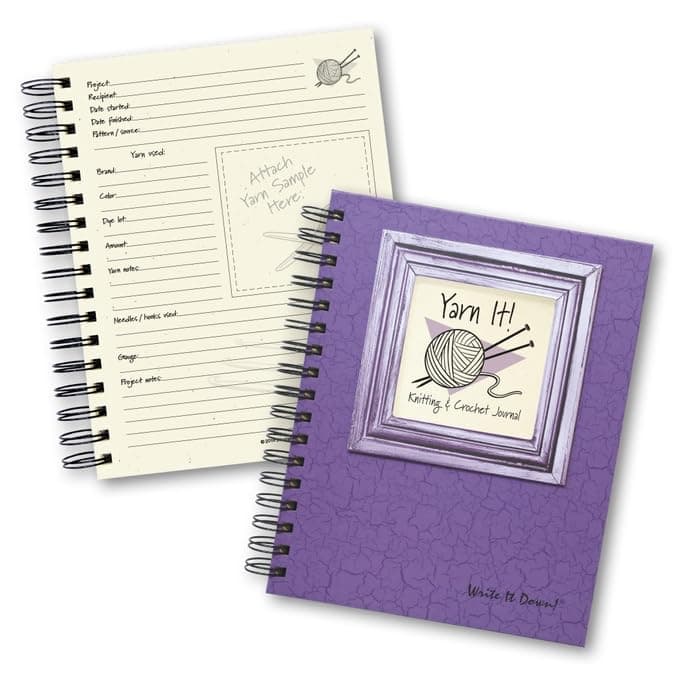 Write it Down series by Journals Unlimited, Guided Journal, Yarn It!, Knitting & Crochet Journal, Full-size 7.5"x 9", Purple Hard Cover, Made in USA