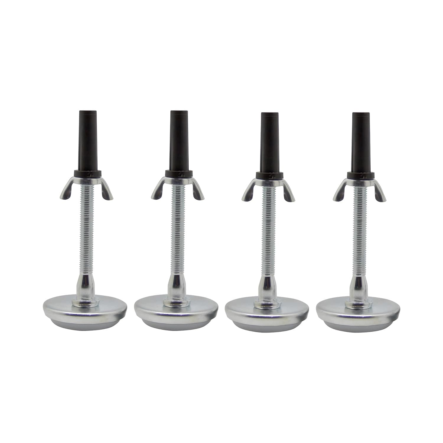 Kings Brand Furniture Adjustable Threaded Bed Frame Riser Glide Legs - Bed Legs to Replace Wheels - Bed Feet Replacement for Bed Frame - Metal Bed Frame Glides - Set of 4 Glides - Black/Silver