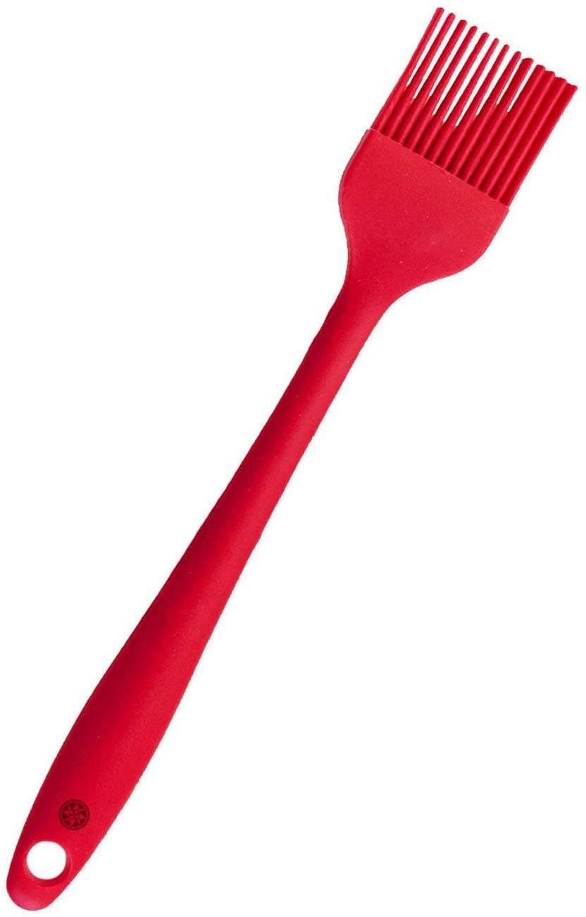 StarPack Premium Silicone Basting Brush with Hygienic Solid Coating, Bonus 101 Cooking Tips (Cherry Red)