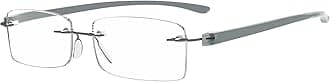 Small Lenes Rimless Reading Glasses Women - Frameless Reader Eyeglasses for Men Reading with Grey Arms +1.00