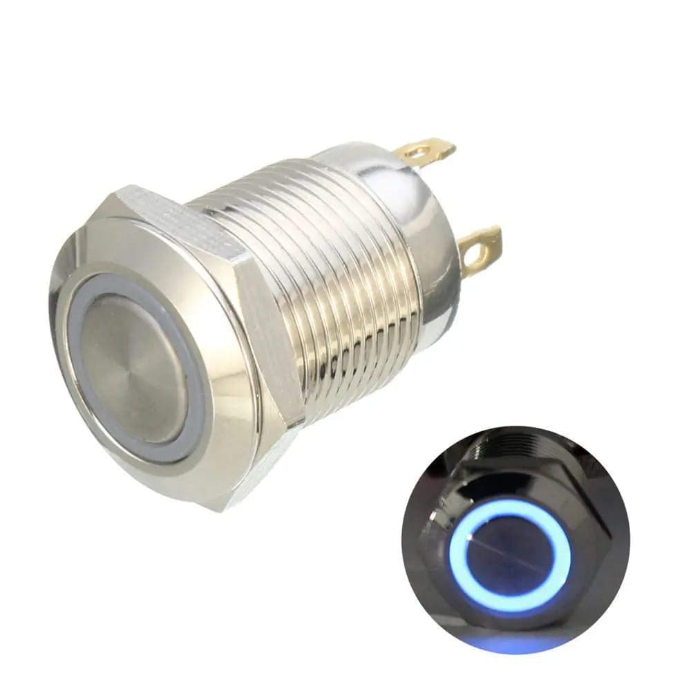12 mm Monetary Push Button Switch 12v (Blue)