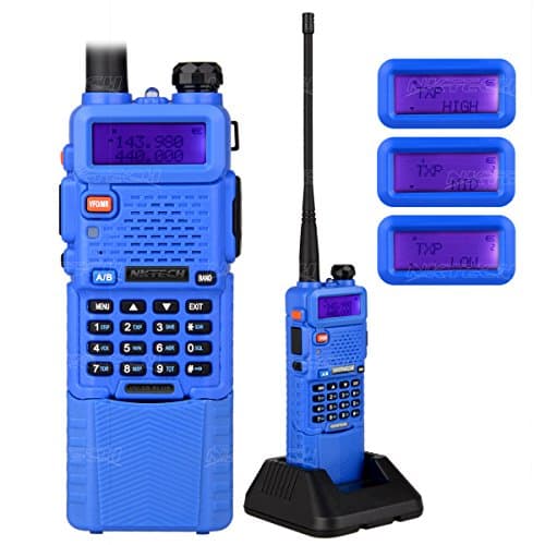 NKTECH UV-5R Plus VHF/UHF Tri-Power High Mid Low 8W/4W/1W Dual Band 136-174/400-520MHz Ham Two Way Radio Walkie Talkie with BL-5L 3800mAh 7.4V Liion Battery Accessories Blue