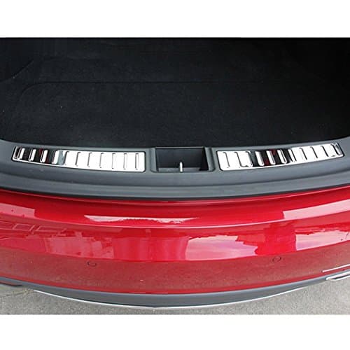 LMZX Model S Rear Trunk Bumper Protector Guard Rear Chrome Trim Insert Rear Trunk Chrome Sill Insert for Tesla Model S