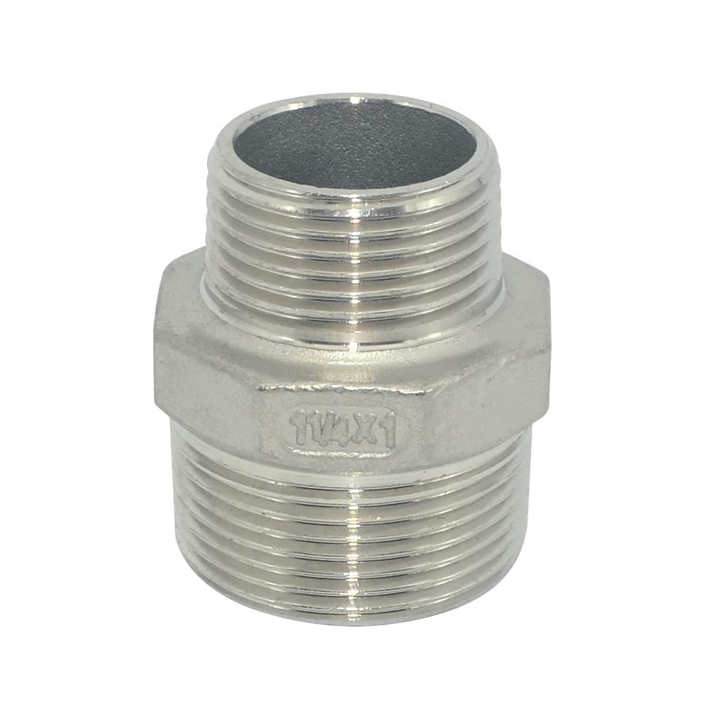 1-1/4" x 1" Male Threaded Reducing Nipple Fitting/Adapter,Stainless Steel SS304 NPT Pipe Hex Reducer