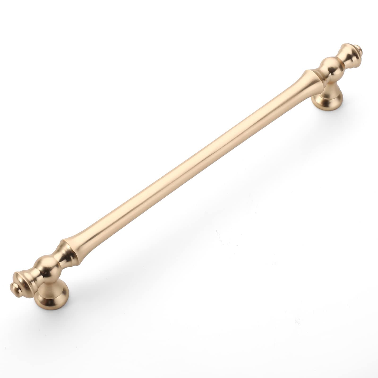 Amerdeco 10 Pack Brushed Brass Cabinet Pulls 192mm Hole Center Cabinet Hardware Gold Kitchen Cabinet Handles for Bathroom Drawer Pulls Dresser Pulls UK0017