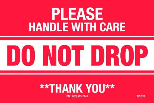 Polar TechSCL209 Mailers and Small Packages Labels, Please Handle with Care Do Not Drop, 3" Length, 2" Width